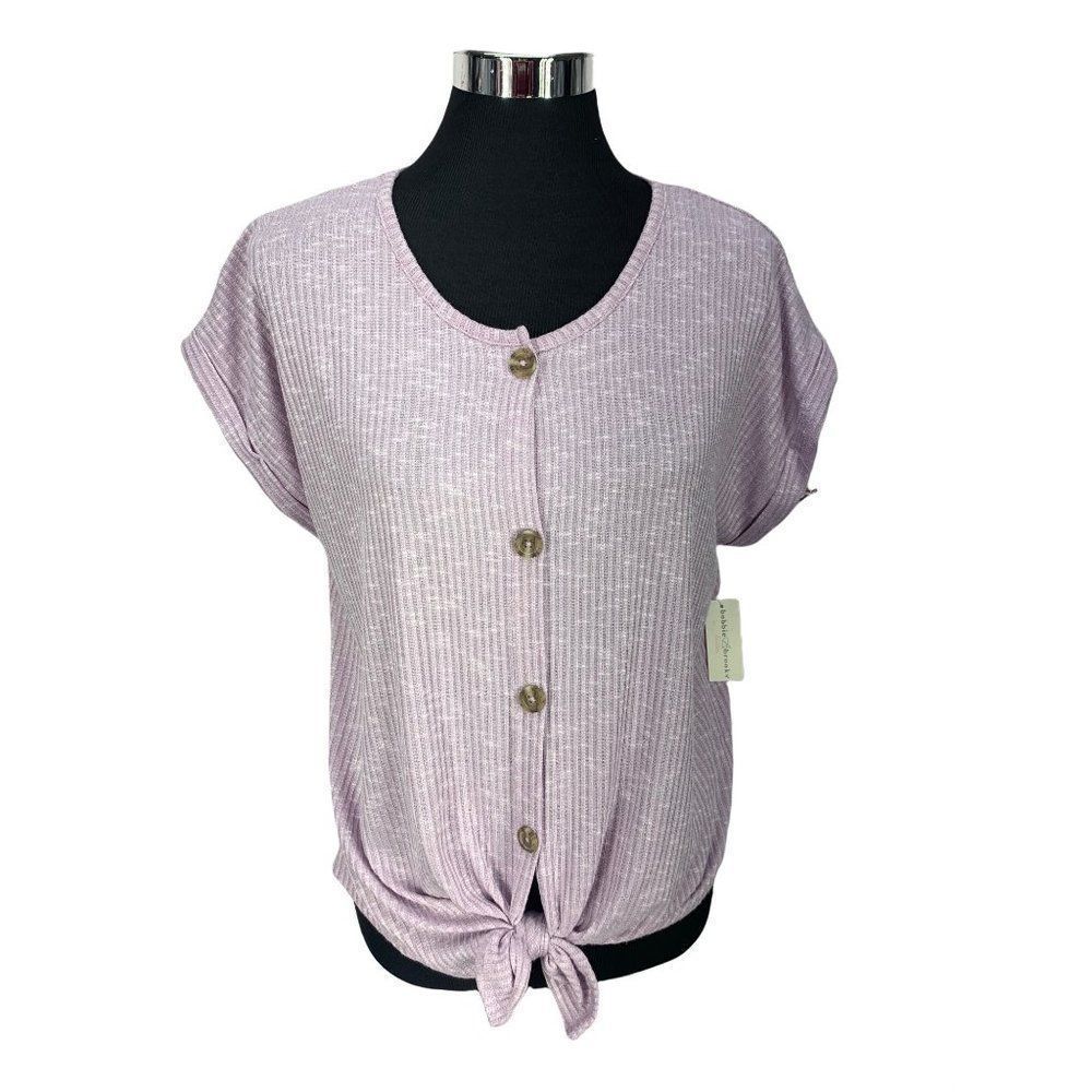 Bobbie Brooks Ladies Knot Front Button‎ Front Lavender Size M Blouse